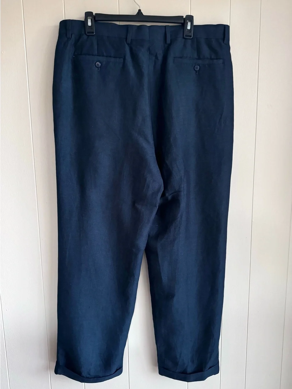 Louis Raphael Tailored Linen Blend Dress Pants Dark Navy Pleated 38x30 Classic